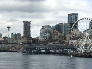 Our view as we sailed away from Seattle. Despite the gray skies, it turned into a lovely day.